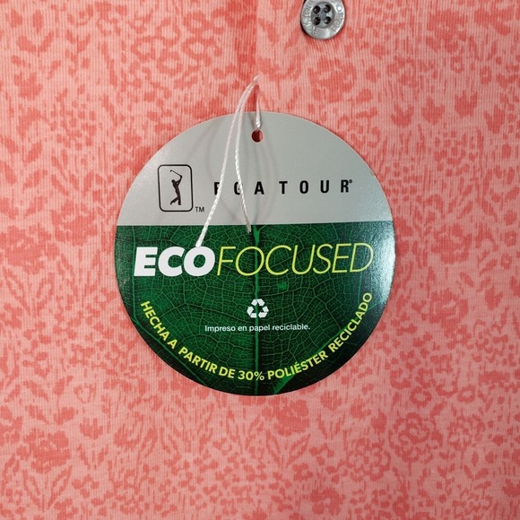 PGA TOUR Lantana Floral Print Golf Polo Eco Focused Short Sleeve Shirt‎ Size S - Picture 4 of 9